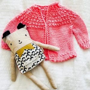 Coral Pink Knit Baby Sweater Cardigan